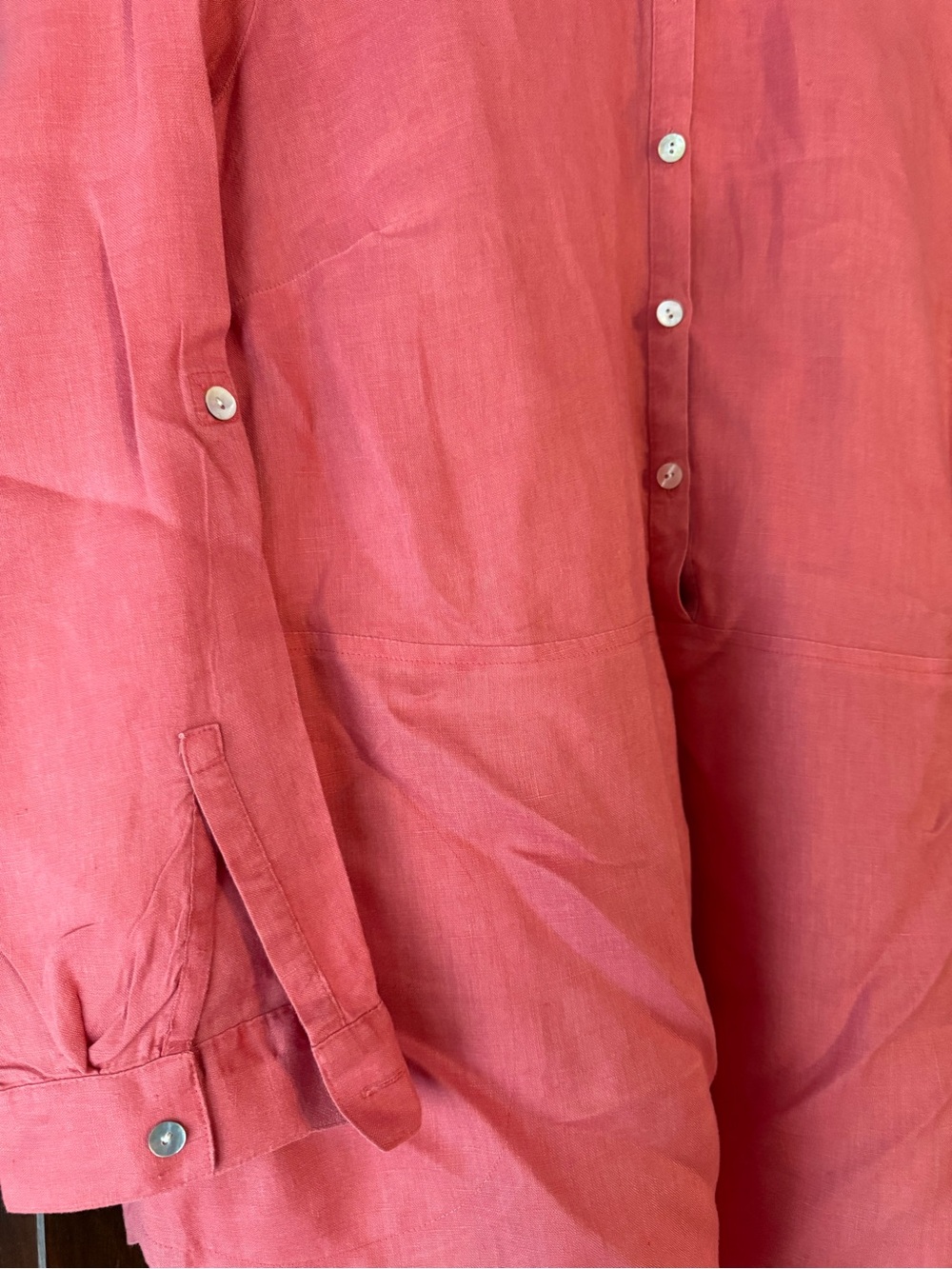 J. Jill Coral Mother of Pearl Button-Front Tunic Shirt - Picture 3 of 8